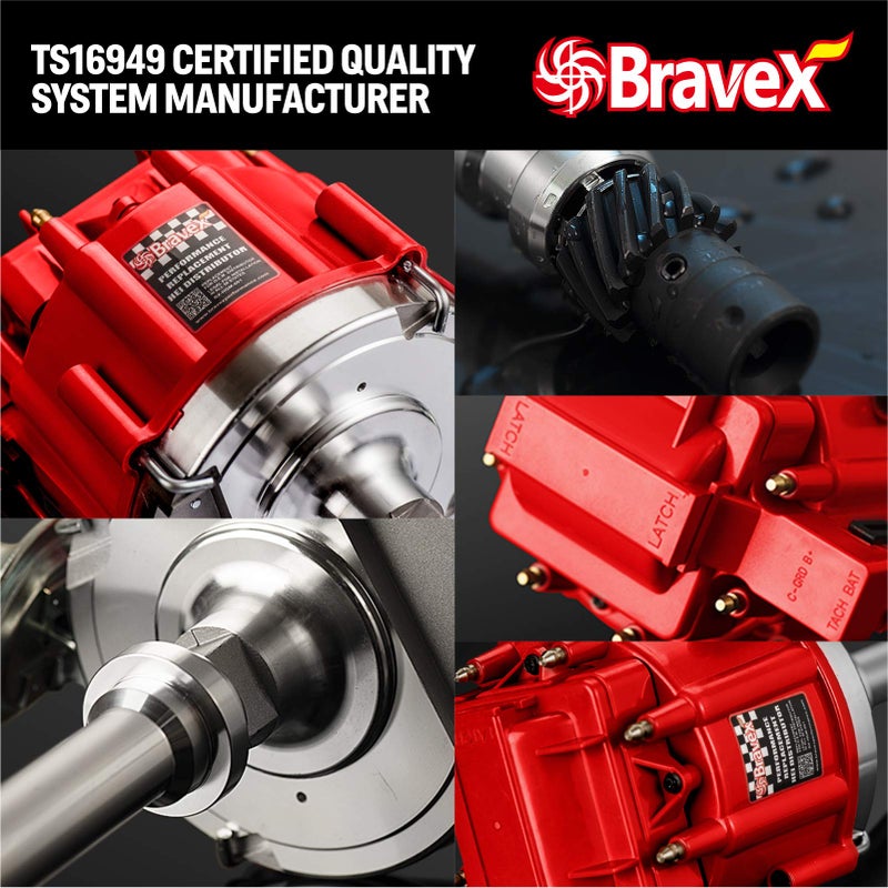 Bravex STEINBRÃœCKE High Performance Red Cap HEI Distributor for Chevy gm SBC 283 305 307 327 350 400 BBC 454 396 427 Small/Big Block 65k coil 7500RPM - Image 4